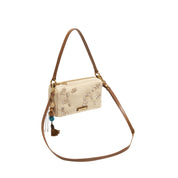 Taupe Crystal Floral Mini Handbag