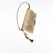 Taupe Crystal Floral Mini Handbag