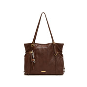 Brushed Rusty Brown Drawstring Tote Bags