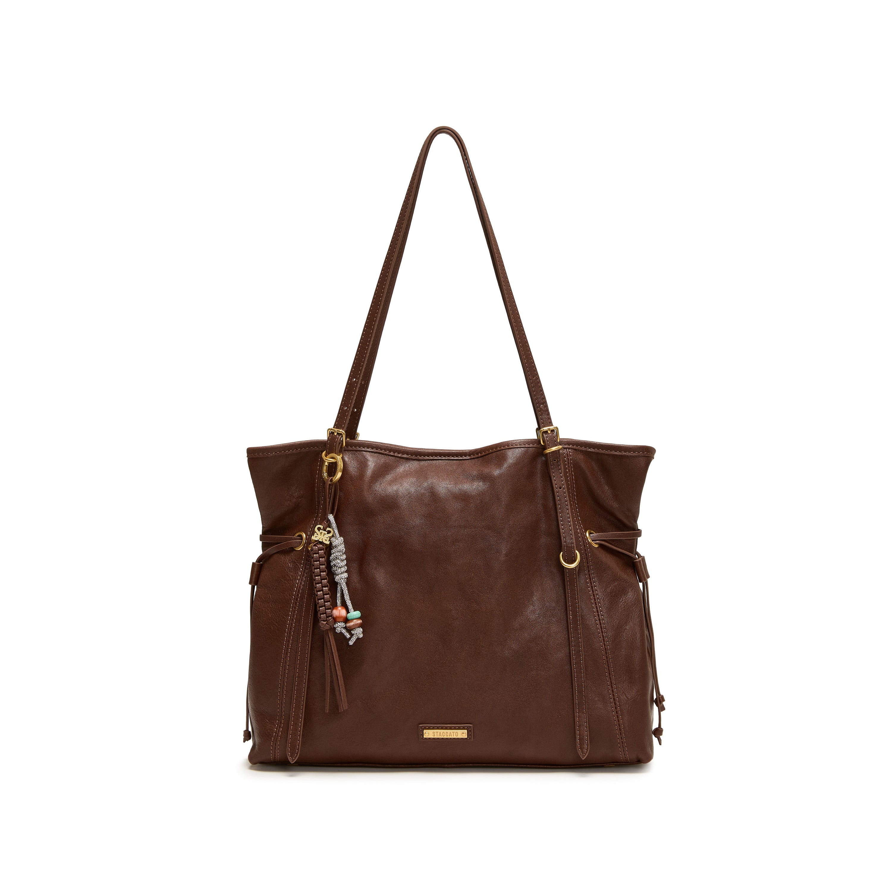 Brushed Rusty Brown Drawstring Tote Bags