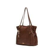 Brushed Rusty Brown Drawstring Tote Bags