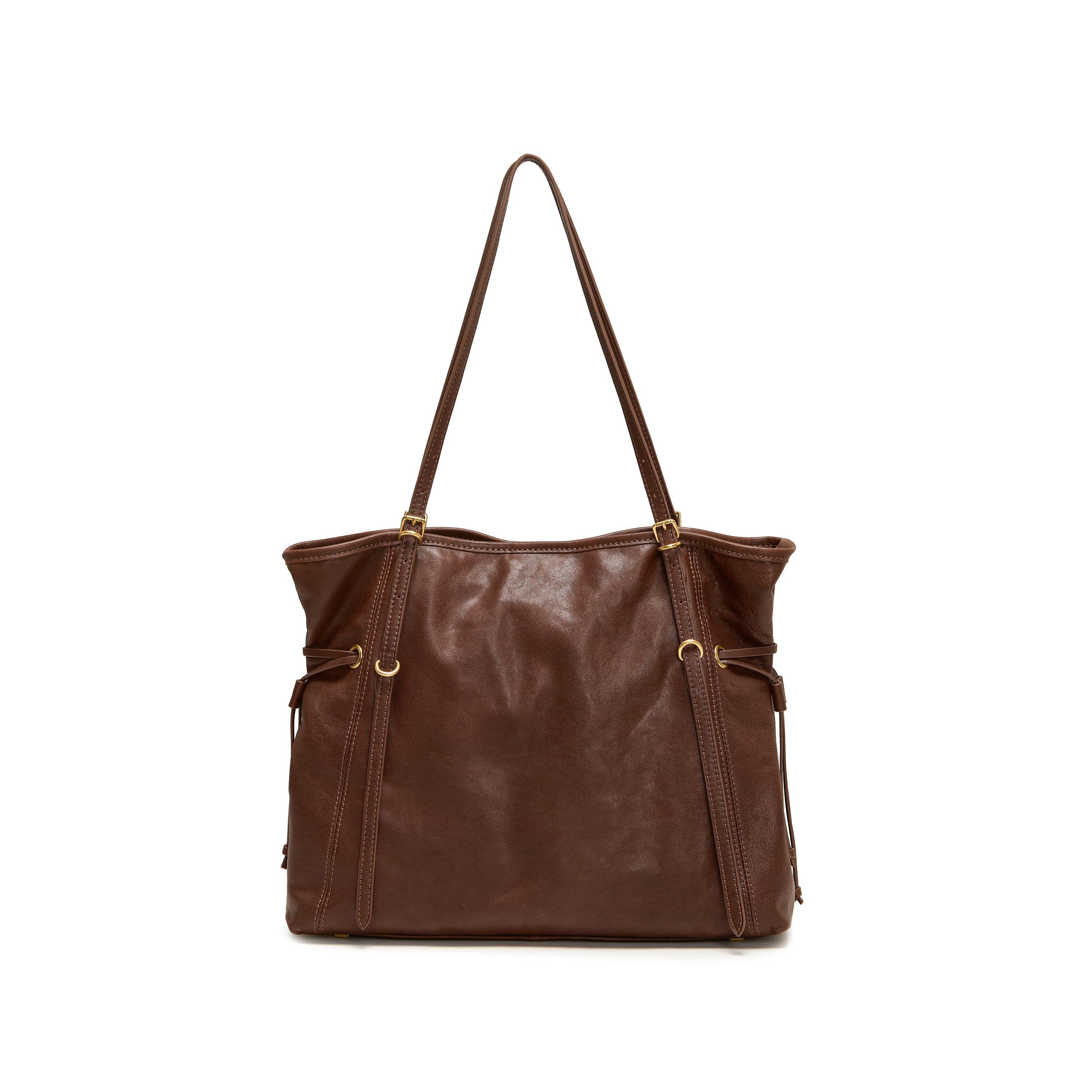 Brushed Rusty Brown Drawstring Tote Bags