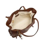 Brushed Rusty Brown Drawstring Tote Bags