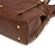 Brushed Rusty Brown Drawstring Tote Bags