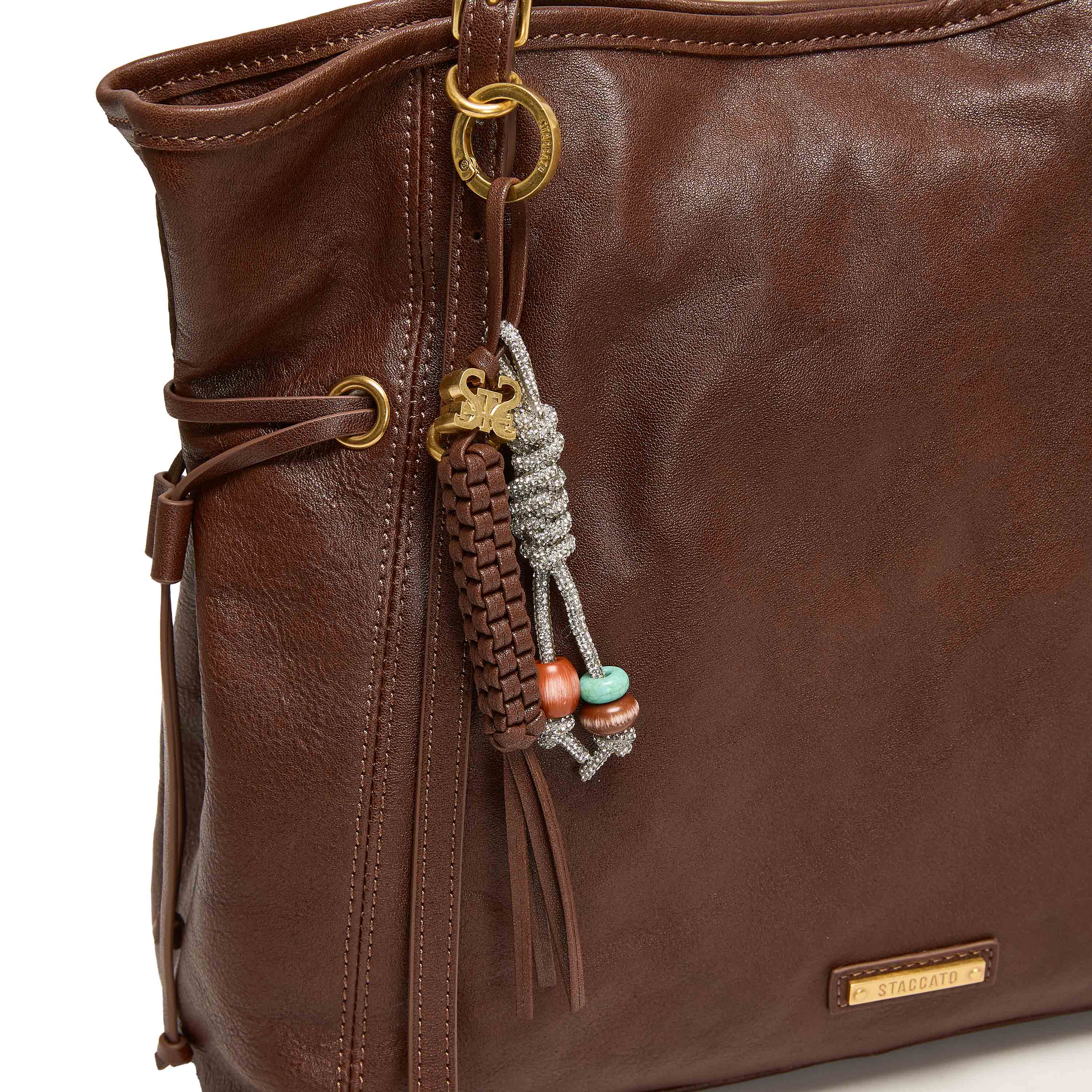 Brushed Rusty Brown Drawstring Tote Bags