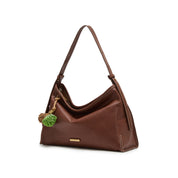 Tassel Charm Leather Slouchy Hobo Bag