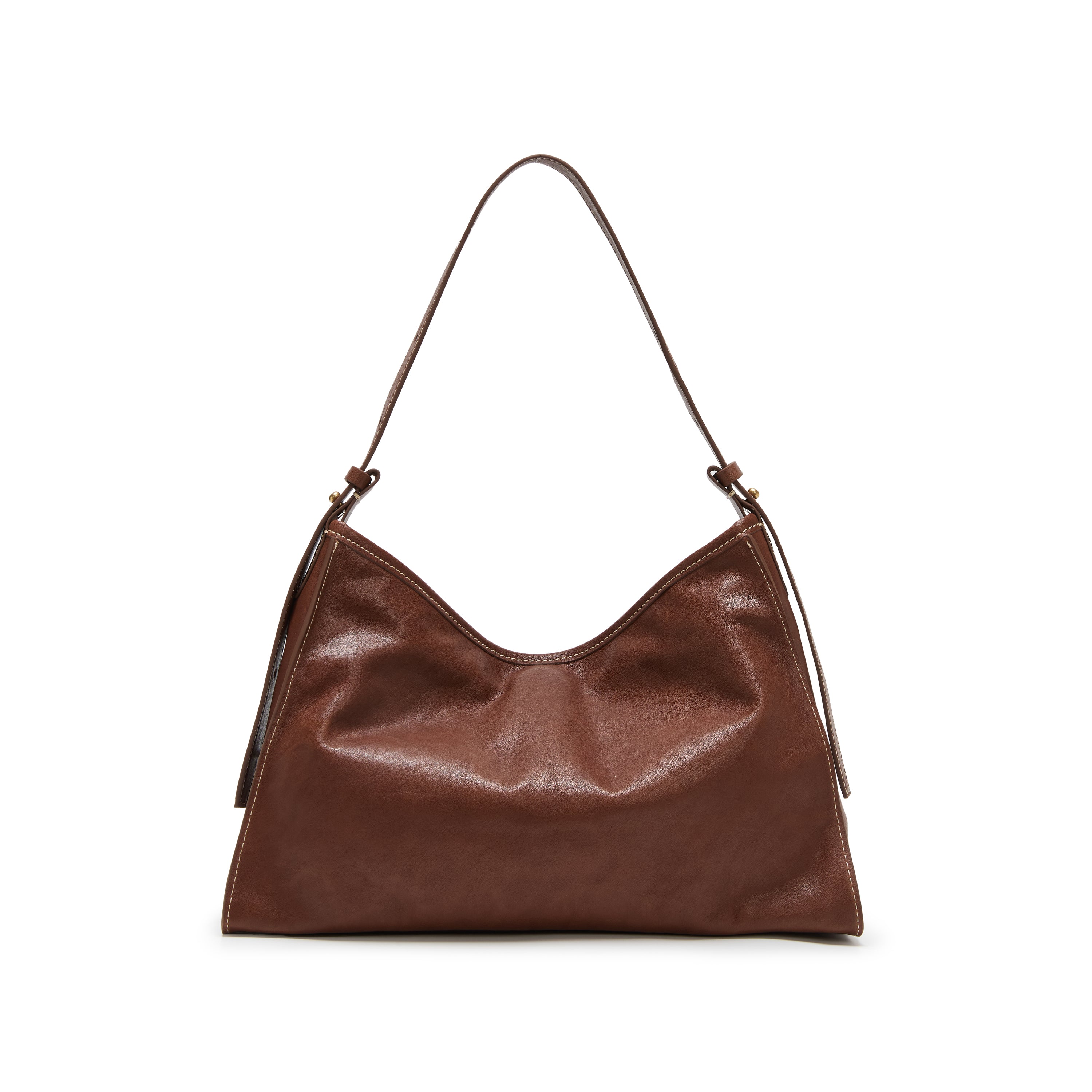 Tassel Charm Leather Slouchy Hobo Bag