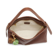 Tassel Charm Leather Slouchy Hobo Bag