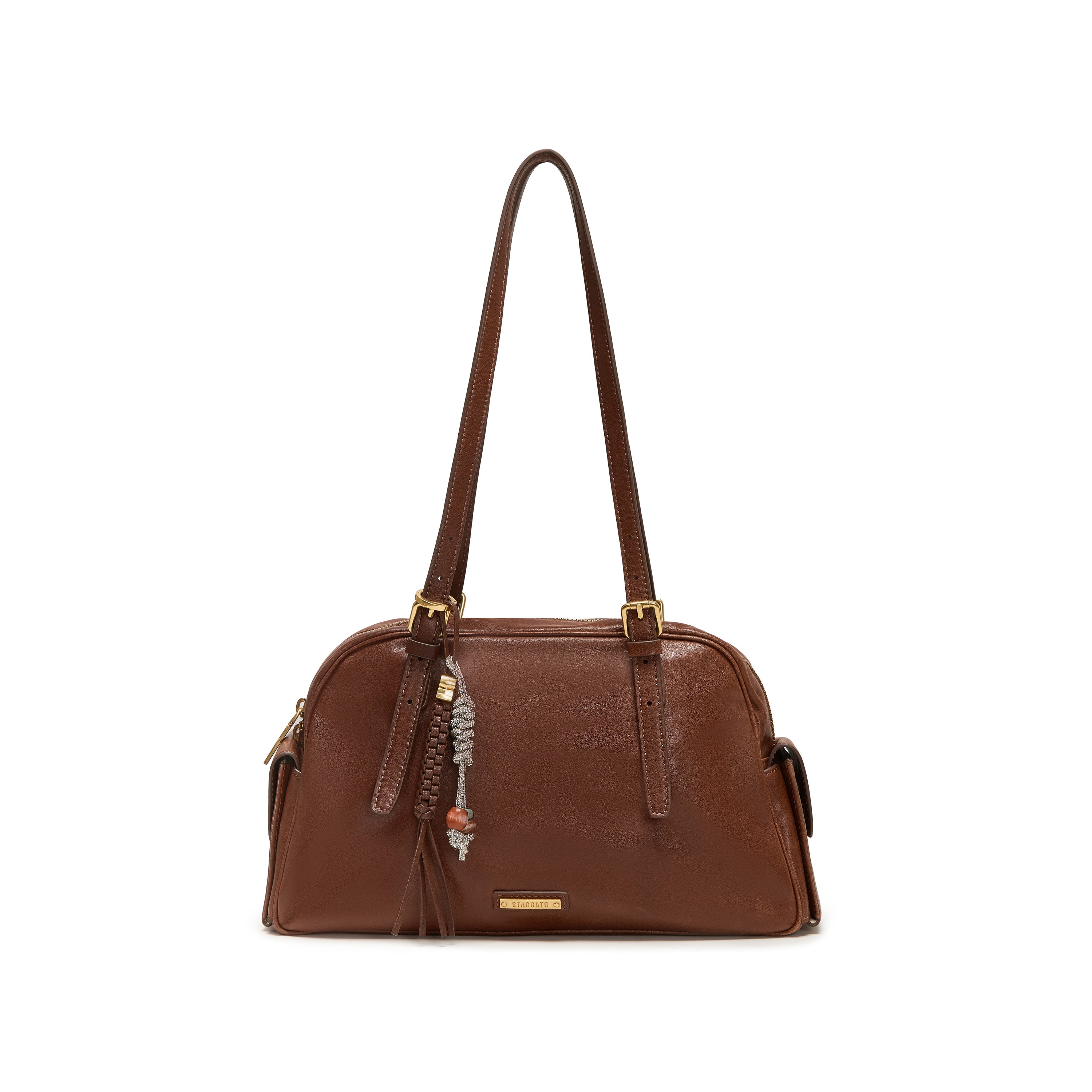 Brushed Rusty Brown Pockets Boston Bags