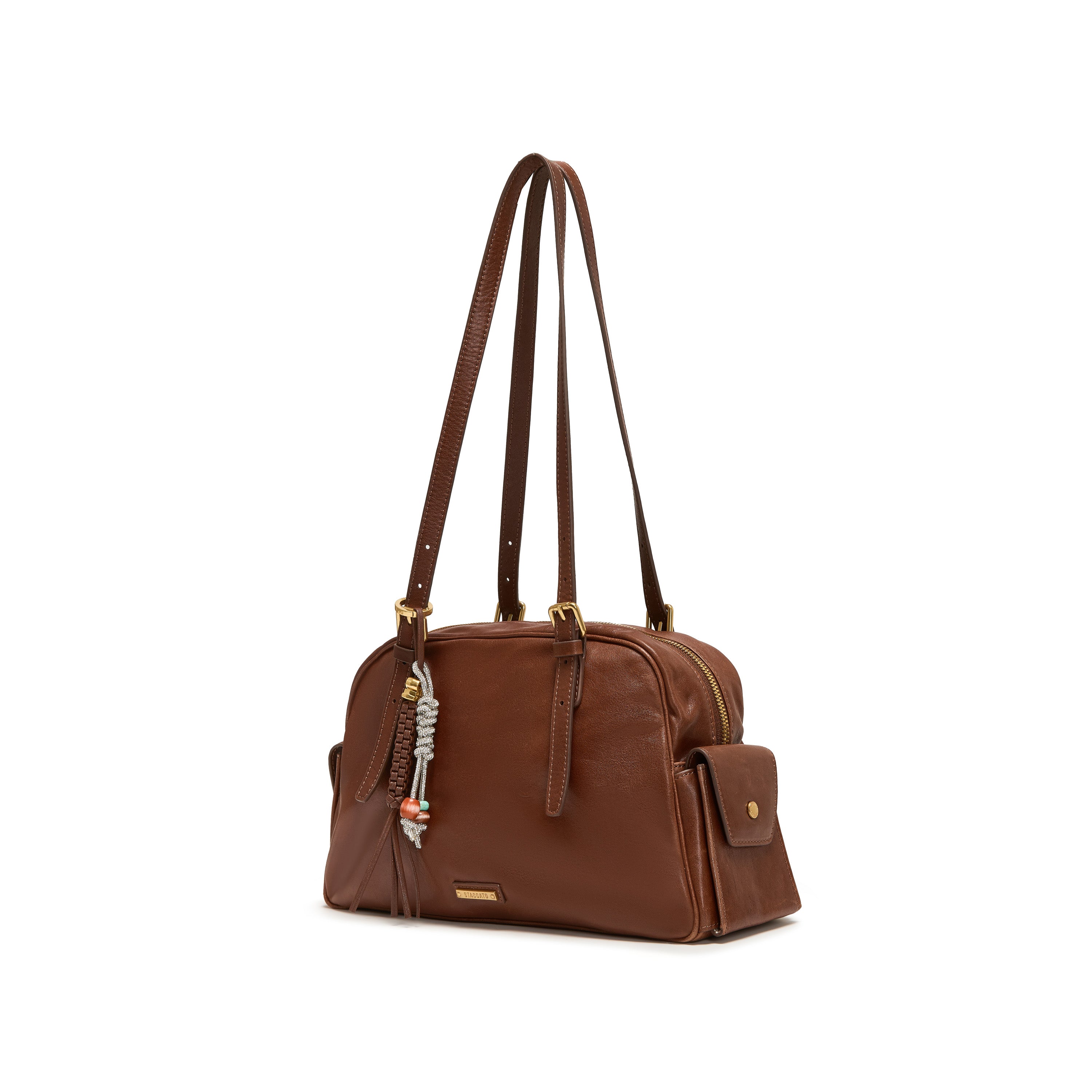 Brushed Rusty Brown Pockets Boston Bags
