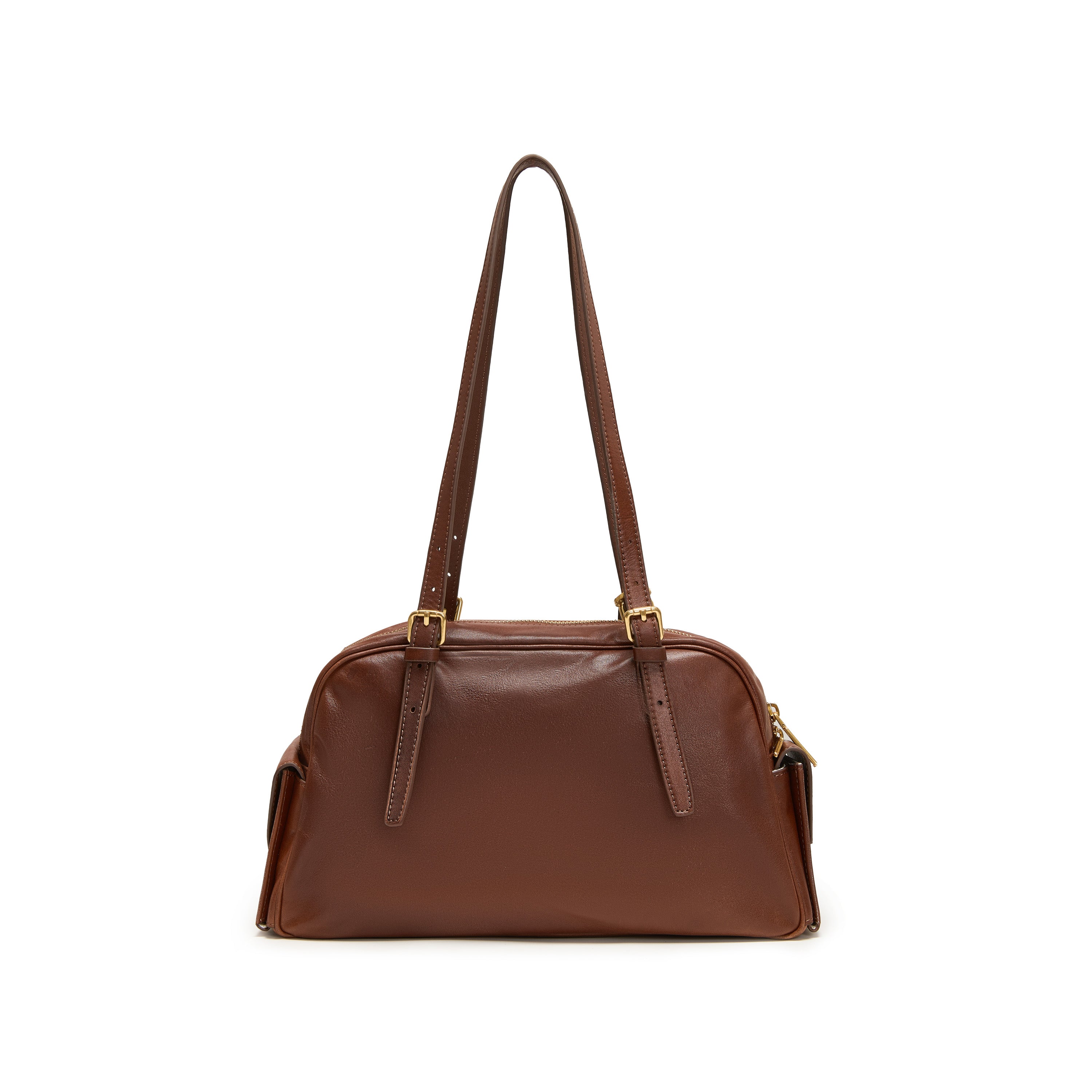 Brushed Rusty Brown Pockets Boston Bags