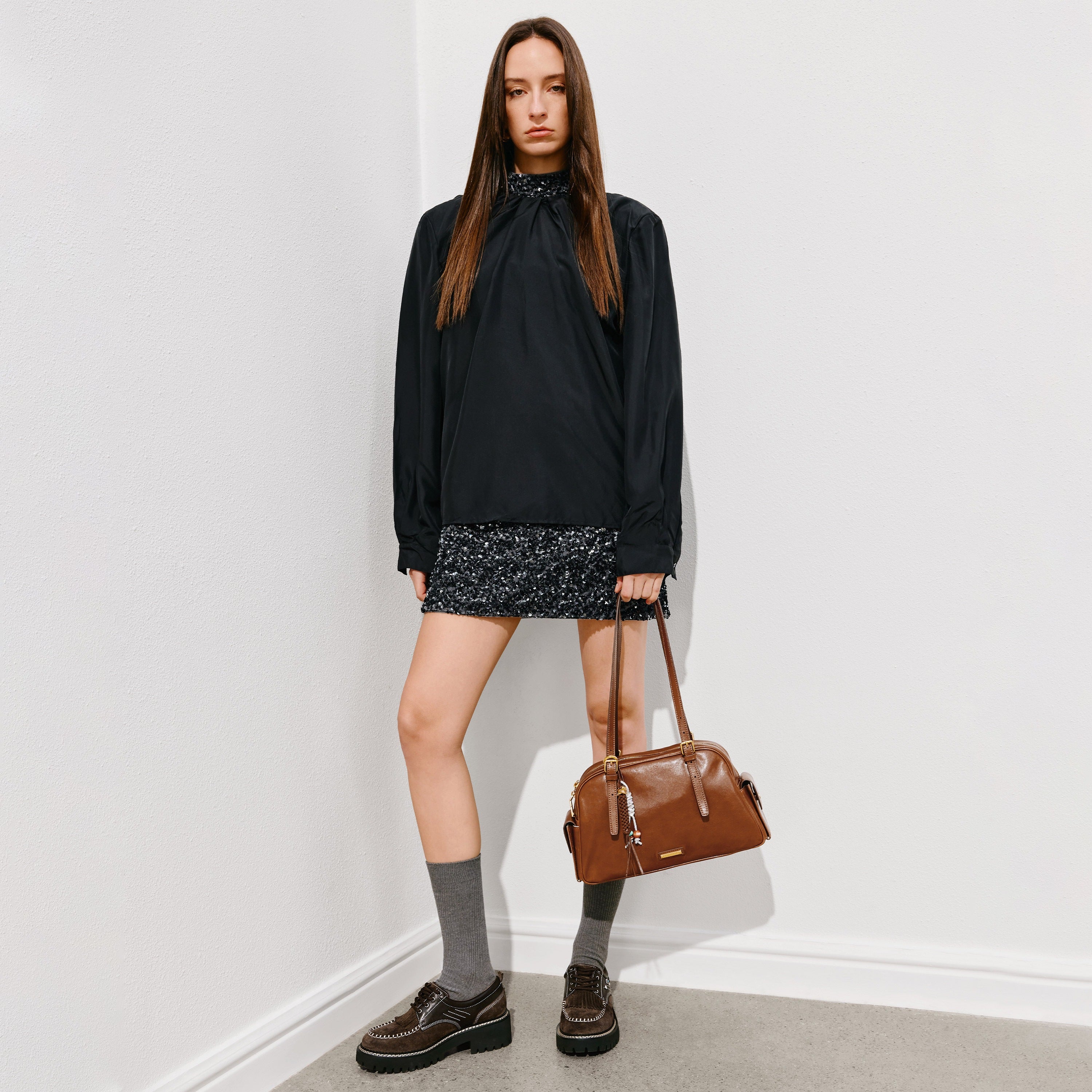 Brushed Rusty Brown Pockets Boston Bags