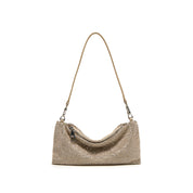 Girly Champagne Crystal Leather Handbag