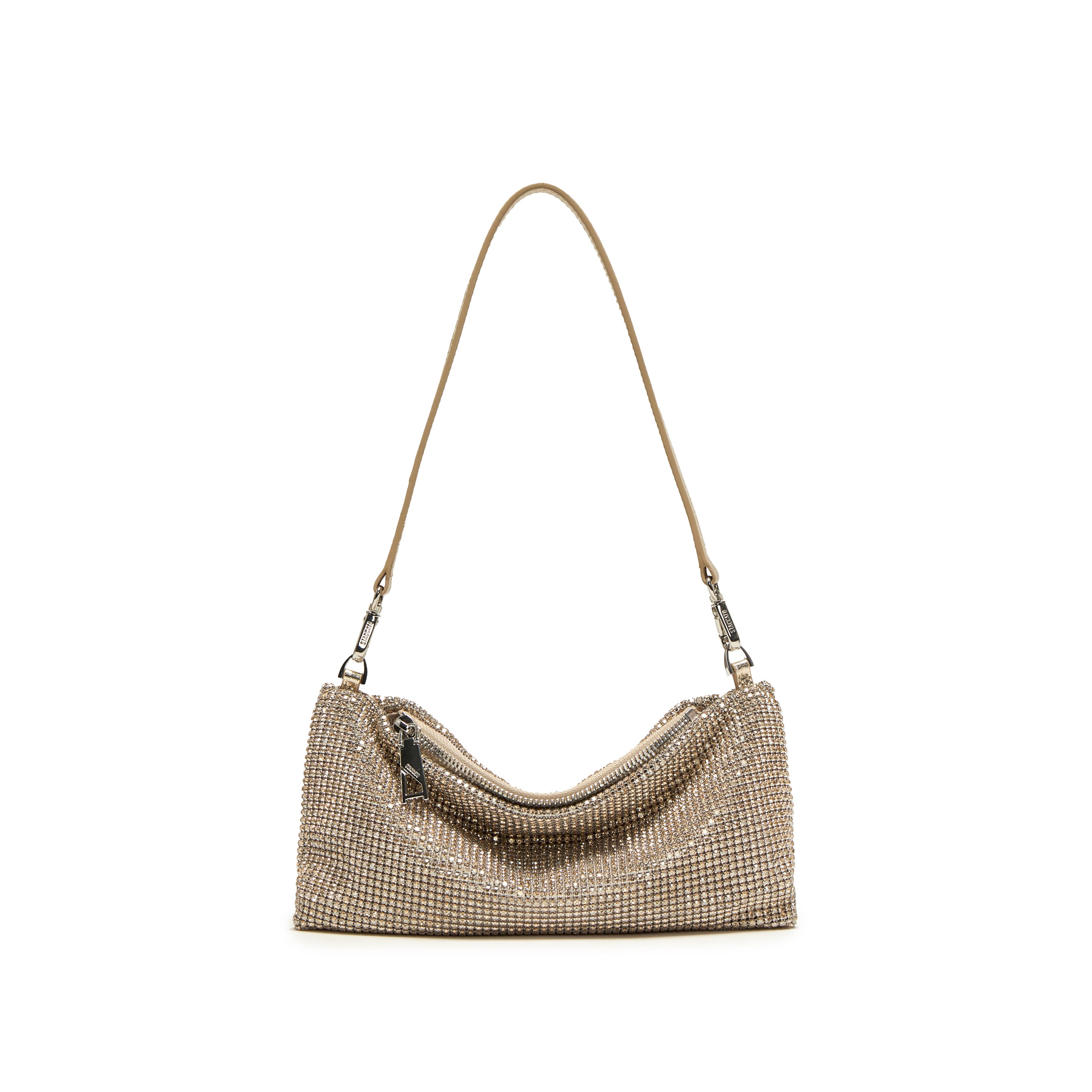 Girly Champagne Crystal Leather Handbag