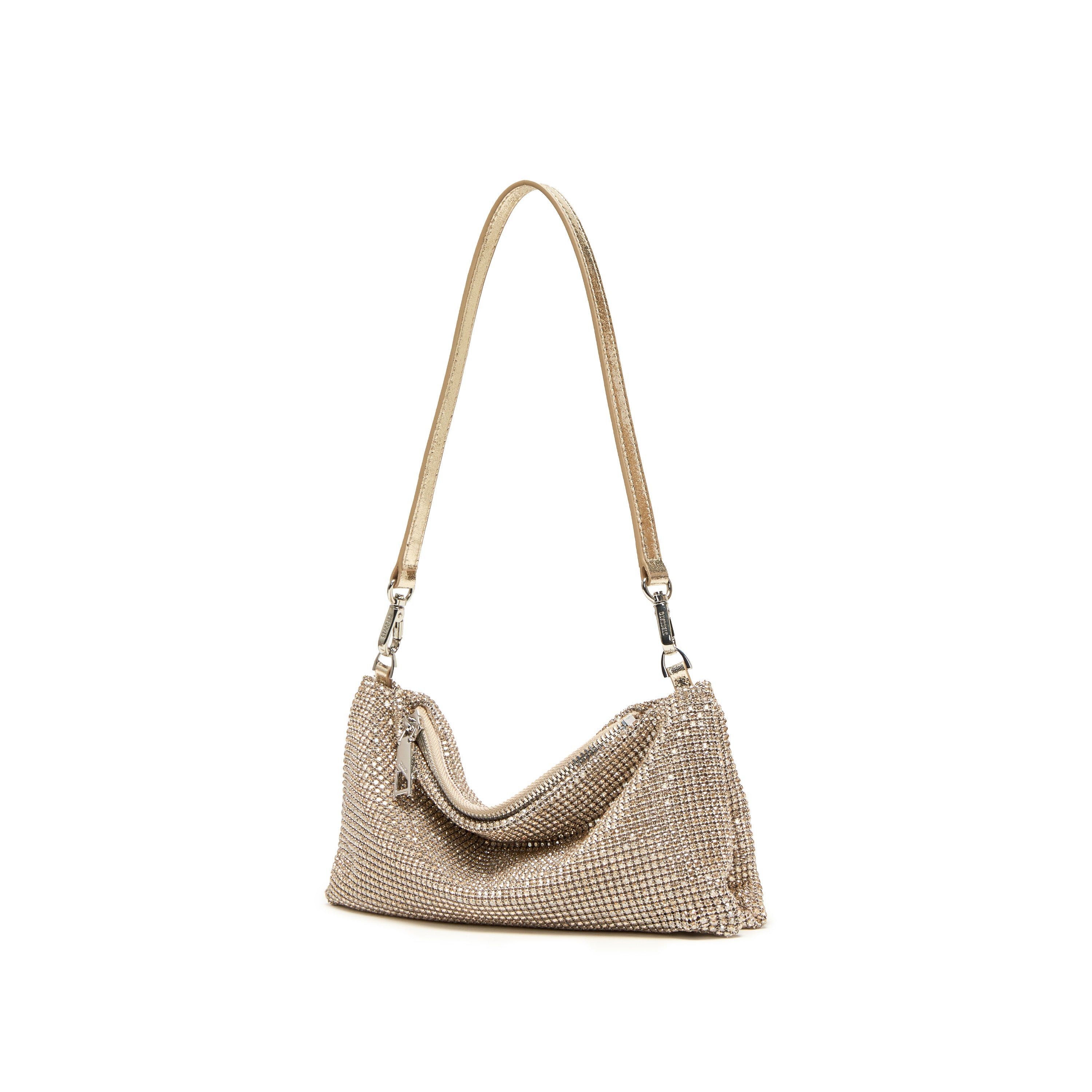 Girly Champagne Crystal Leather Handbag