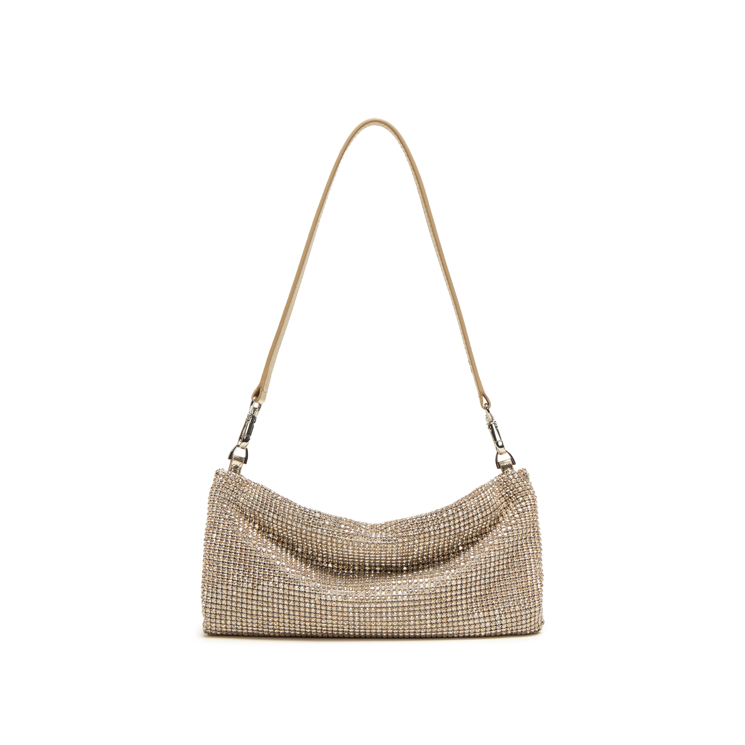 Girly Champagne Crystal Leather Handbag