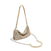 Girly Champagne Crystal Leather Handbag
