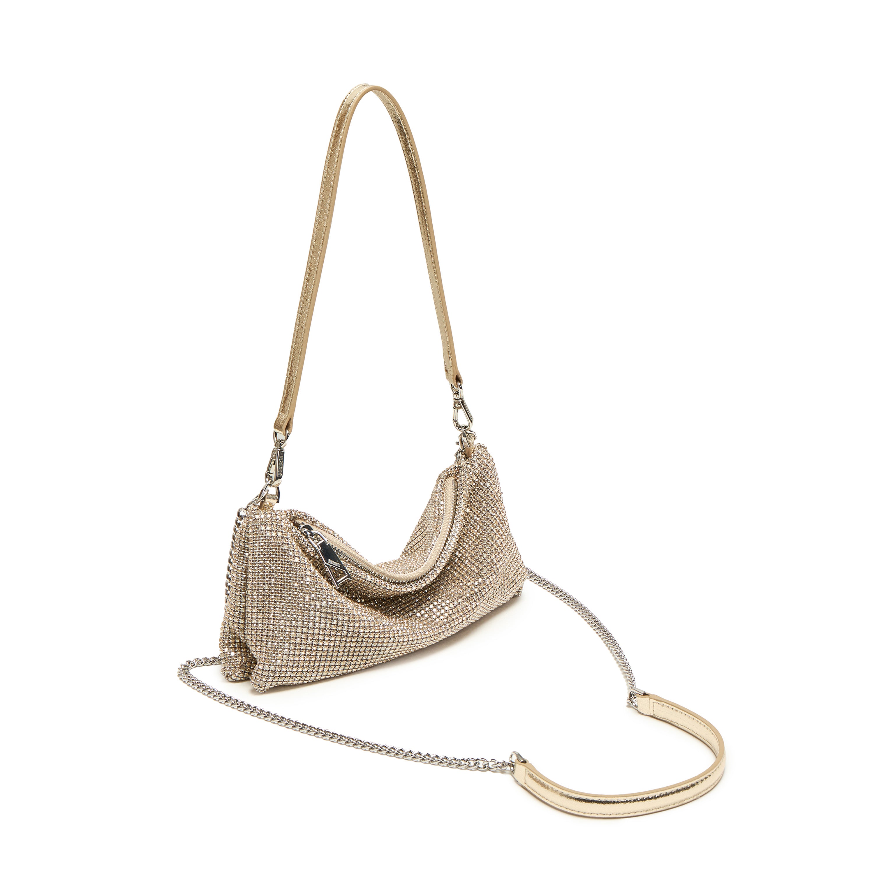 Girly Champagne Crystal Leather Handbag