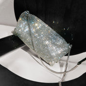 Girly Champagne Crystal Leather Handbag