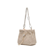 Rose Gold Girly Mini Crystal Drawstring Bucket Bags