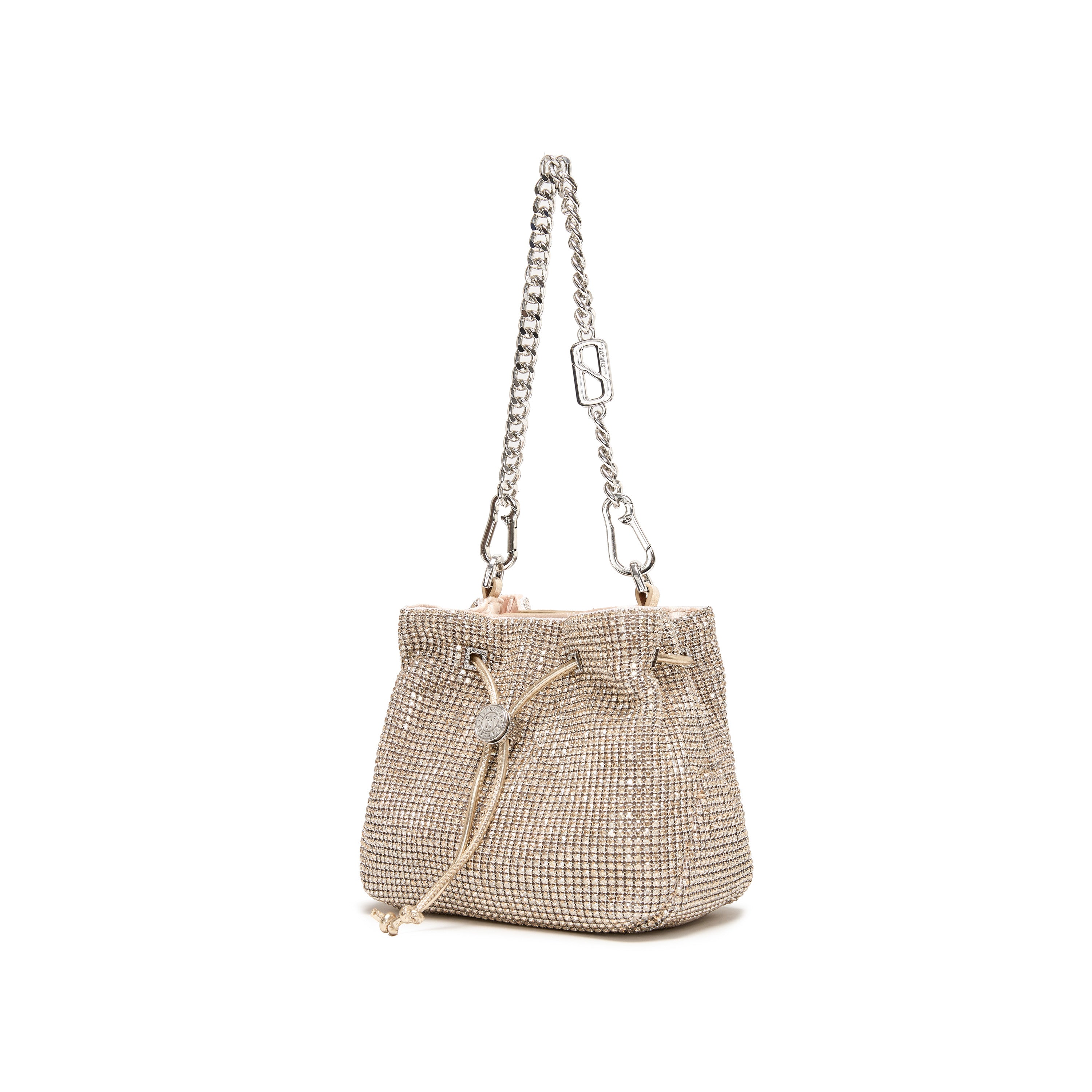 Rose Gold Girly Mini Crystal Drawstring Bucket Bags