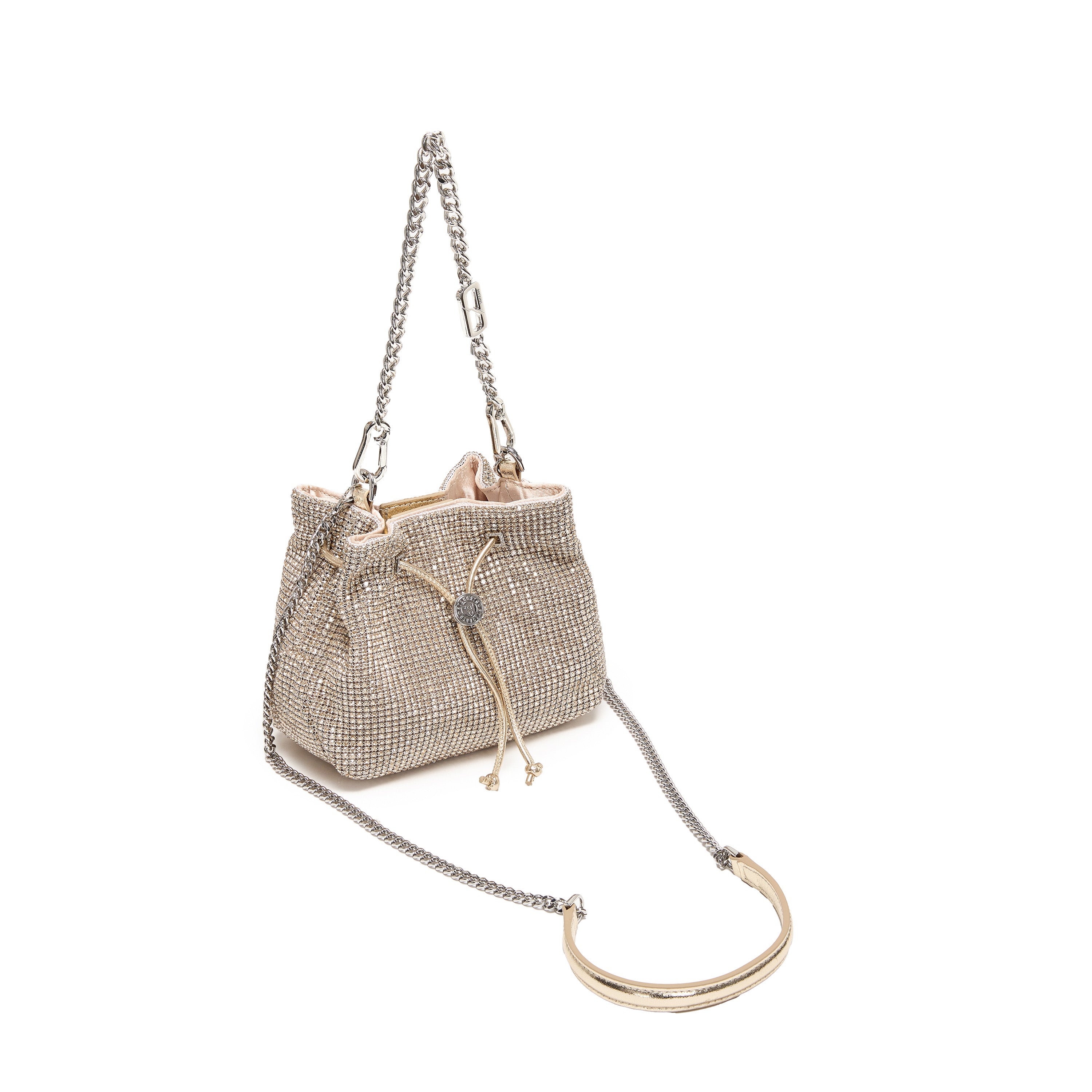 Rose Gold Girly Mini Crystal Drawstring Bucket Bags