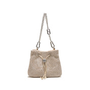 Rose Gold Girly Mini Crystal Drawstring Bucket Bags