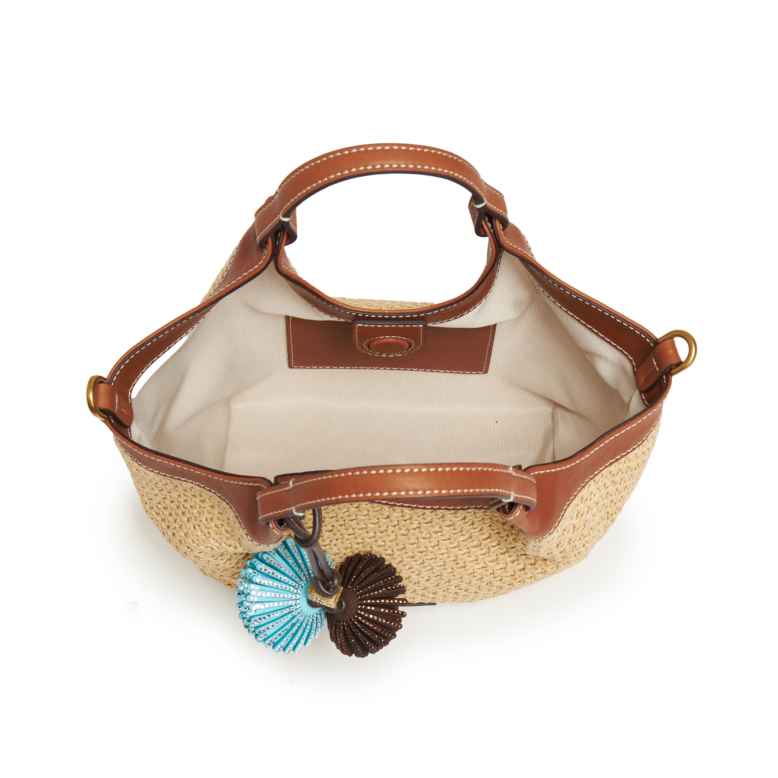 Raffia Crystal Fireworks Basket Crossbody Bags