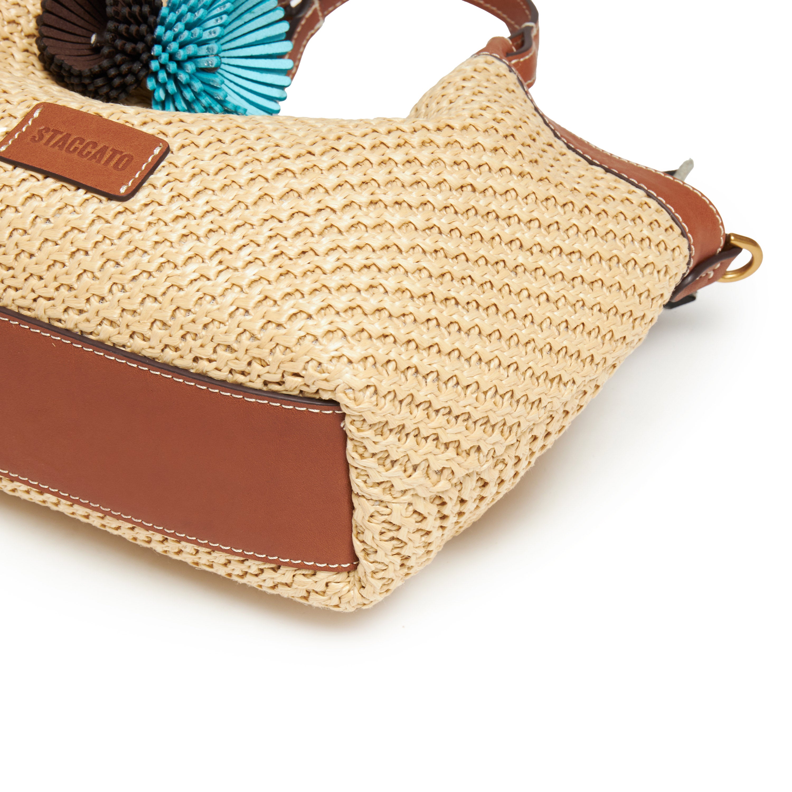 Raffia Crystal Fireworks Basket Crossbody Bags