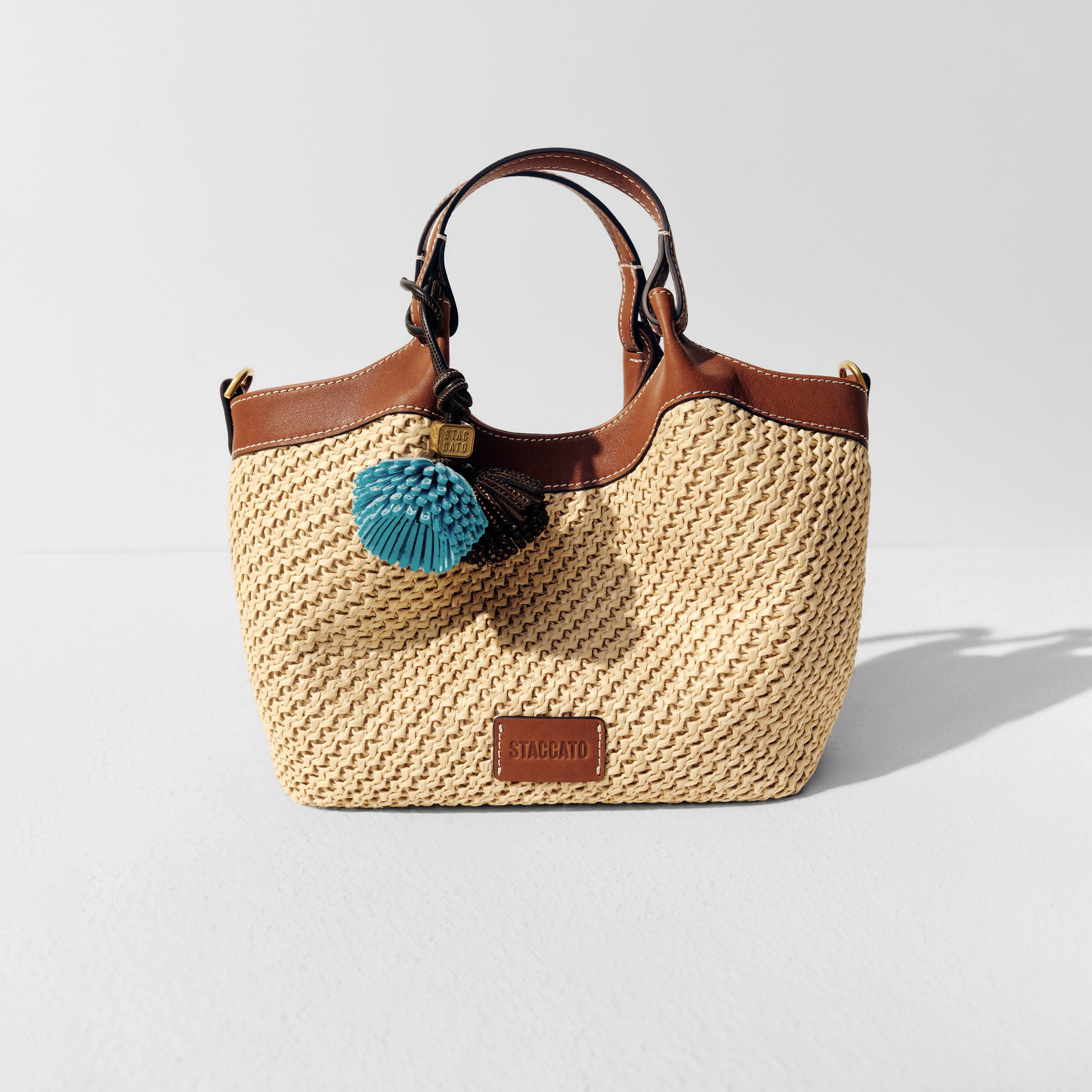 Raffia Crystal Fireworks Basket Crossbody Bags