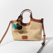 Strap Pattern Raffia Crystal Fireworks Crossbody Bags