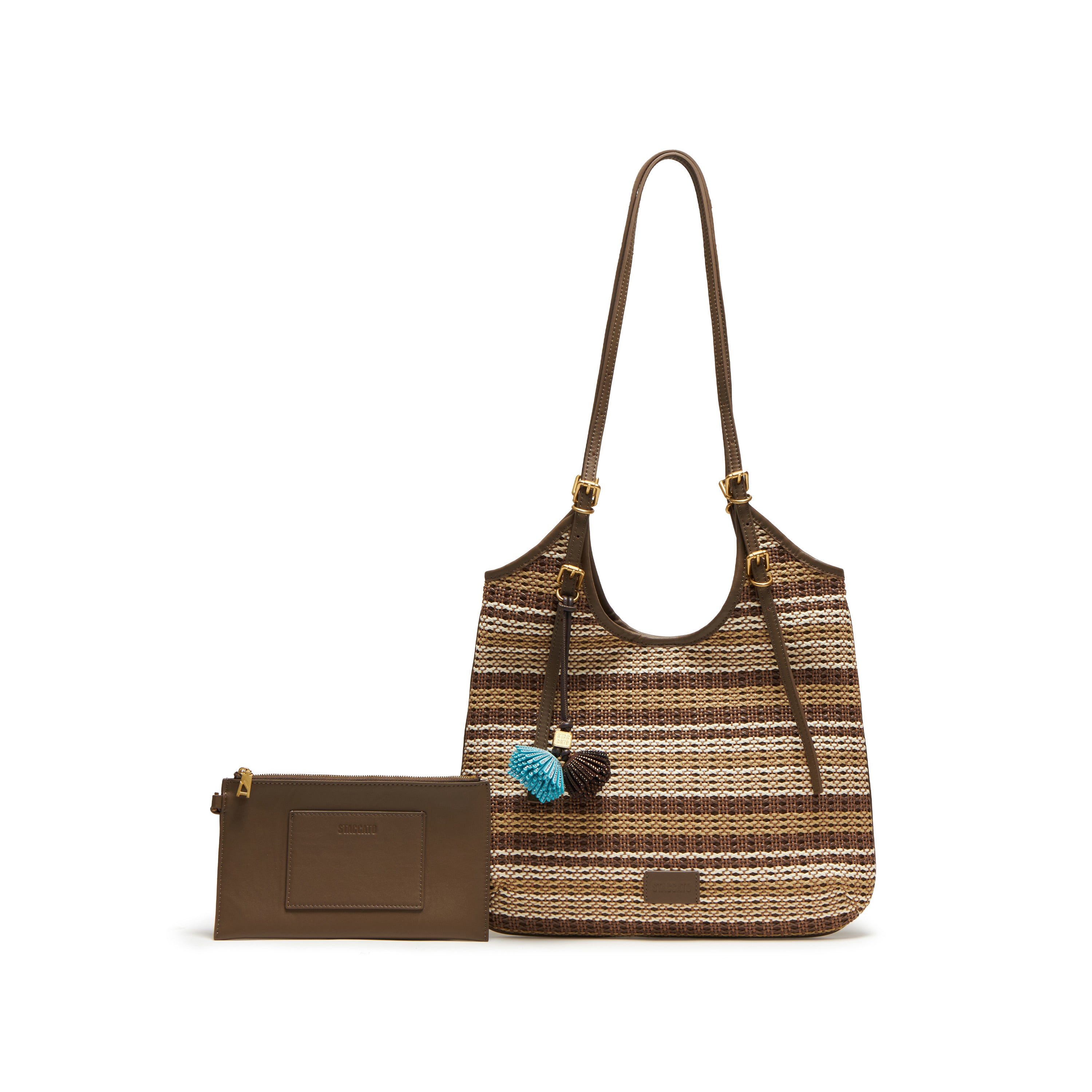 Strap Pattern Raffia Crystal Fireworks Tote Bags