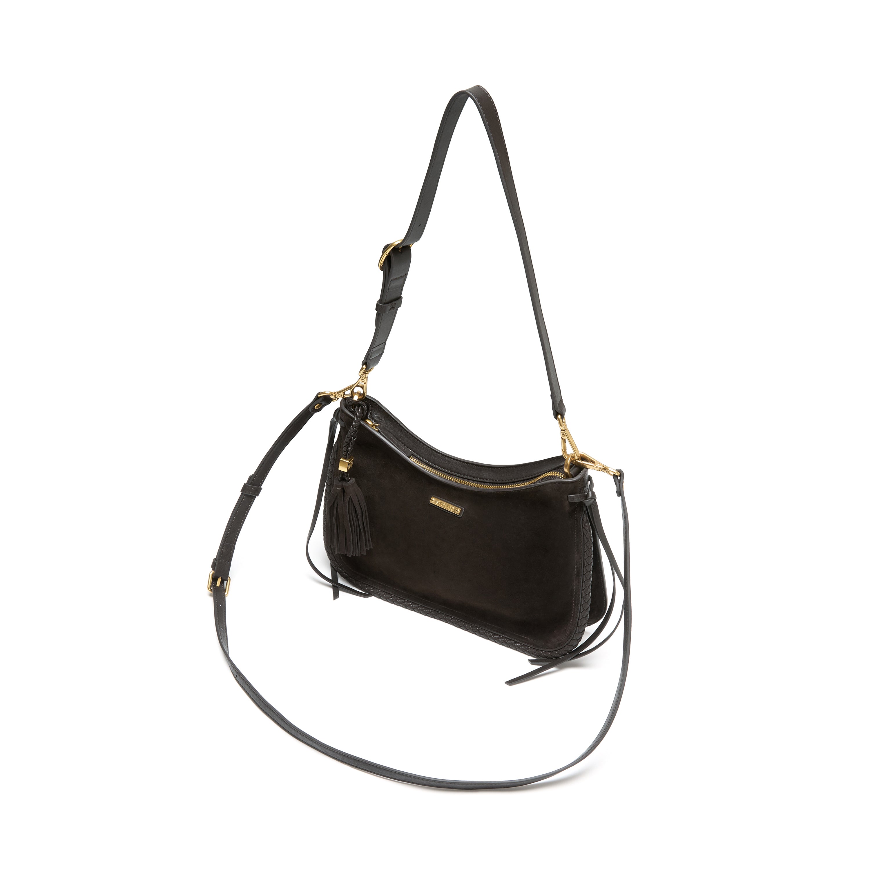 Suede Tassel Leather Hobo Shoulder Bag