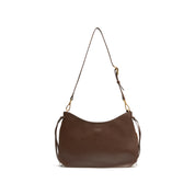 Brown Suede Woven-Trim Hobo Bag with Tassel Accent