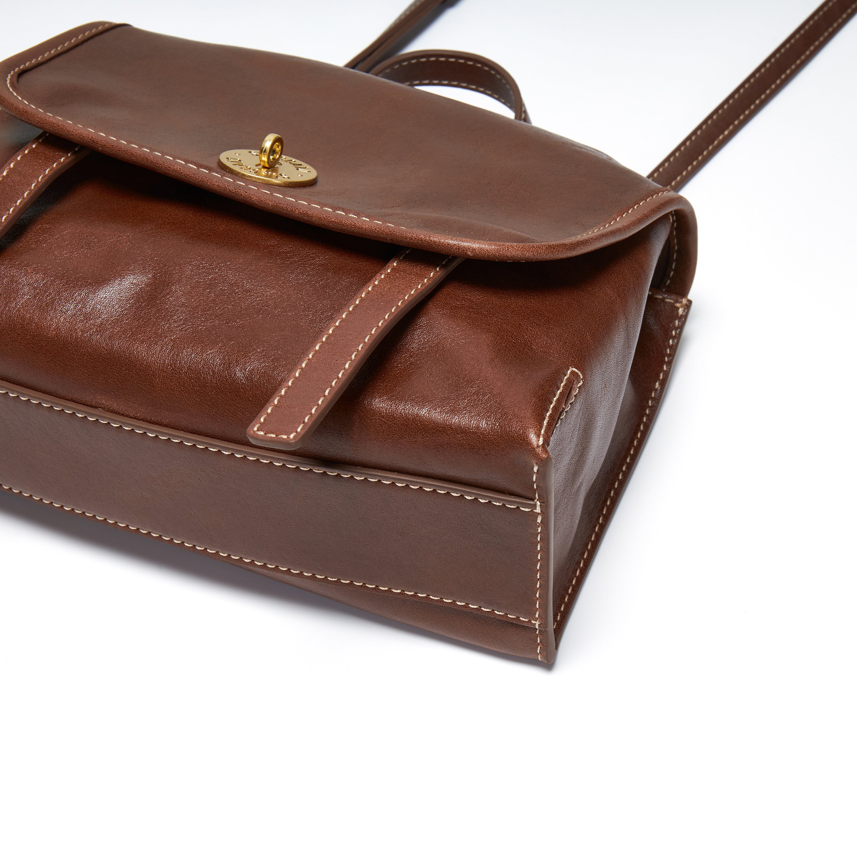 Vintage Leather Mini Flap Backpack