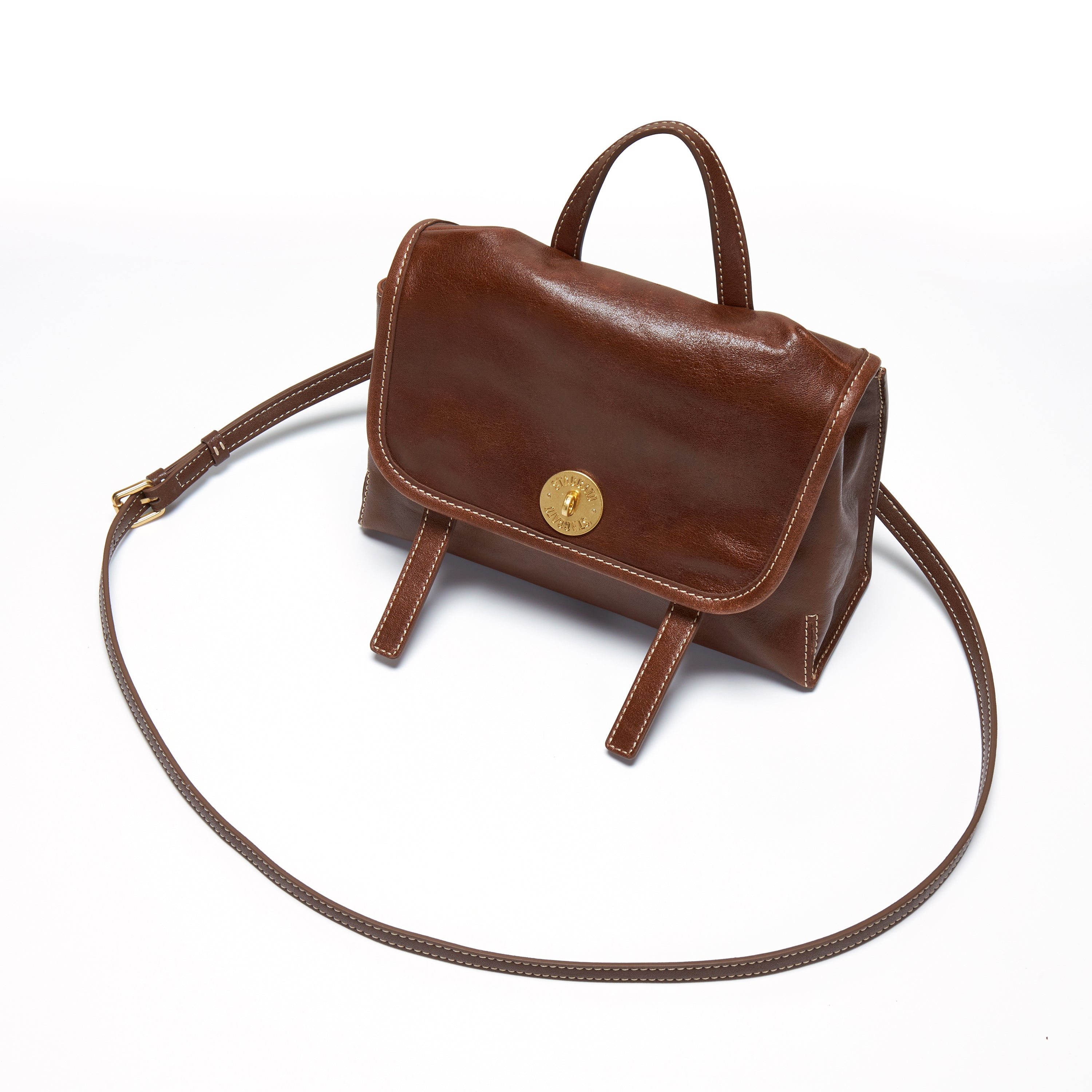 Vintage Leather Mini Flap Backpack