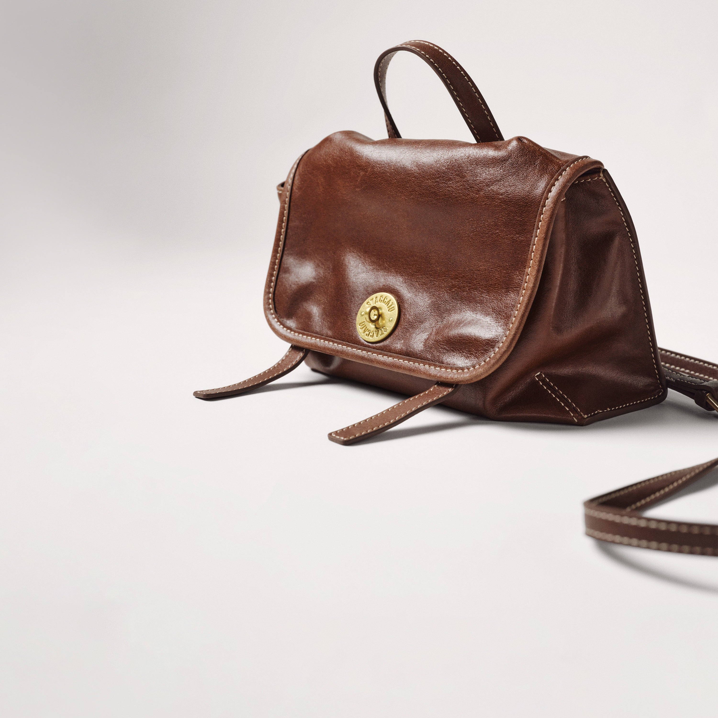 Vintage Leather Mini Flap Backpack