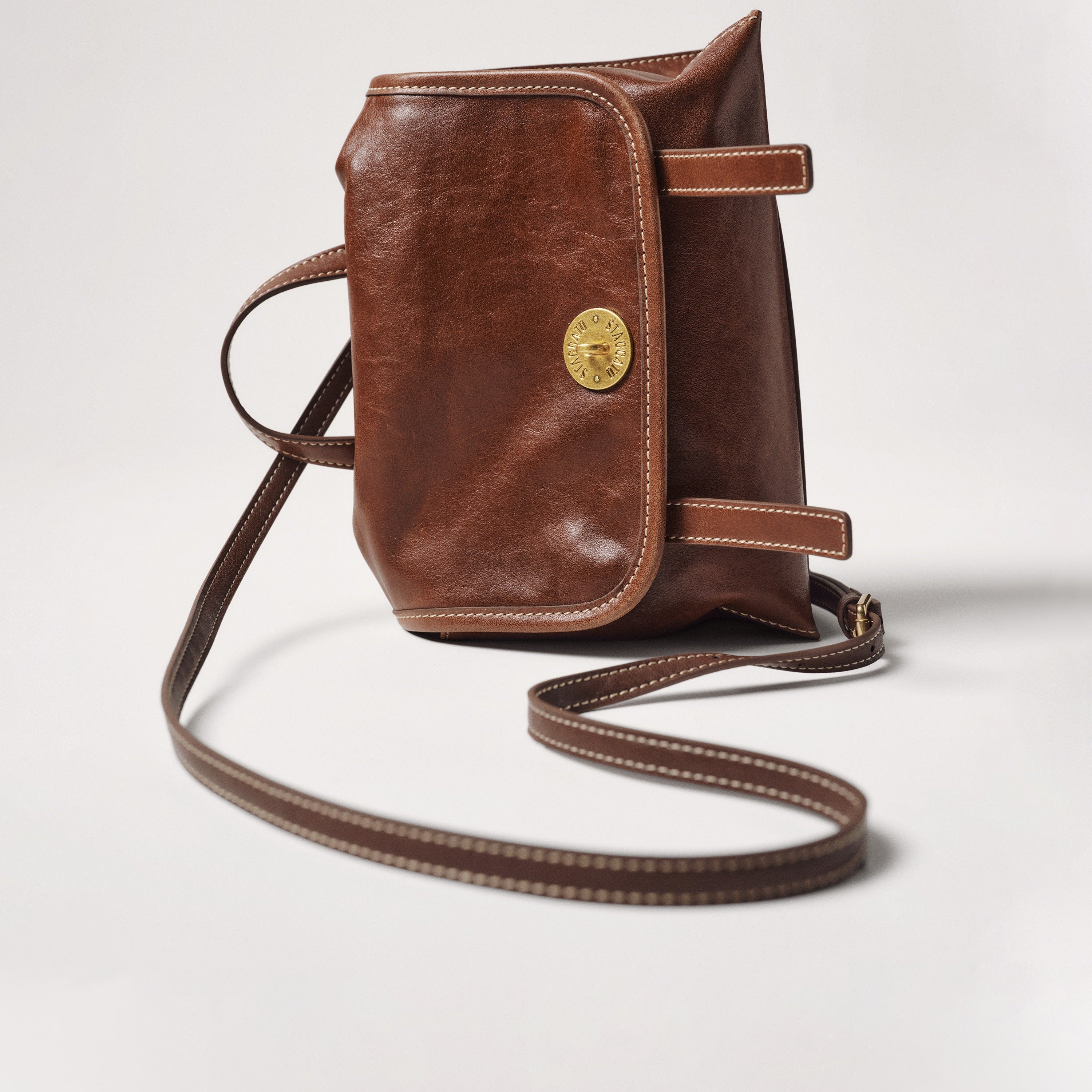 Vintage Leather Mini Flap Backpack