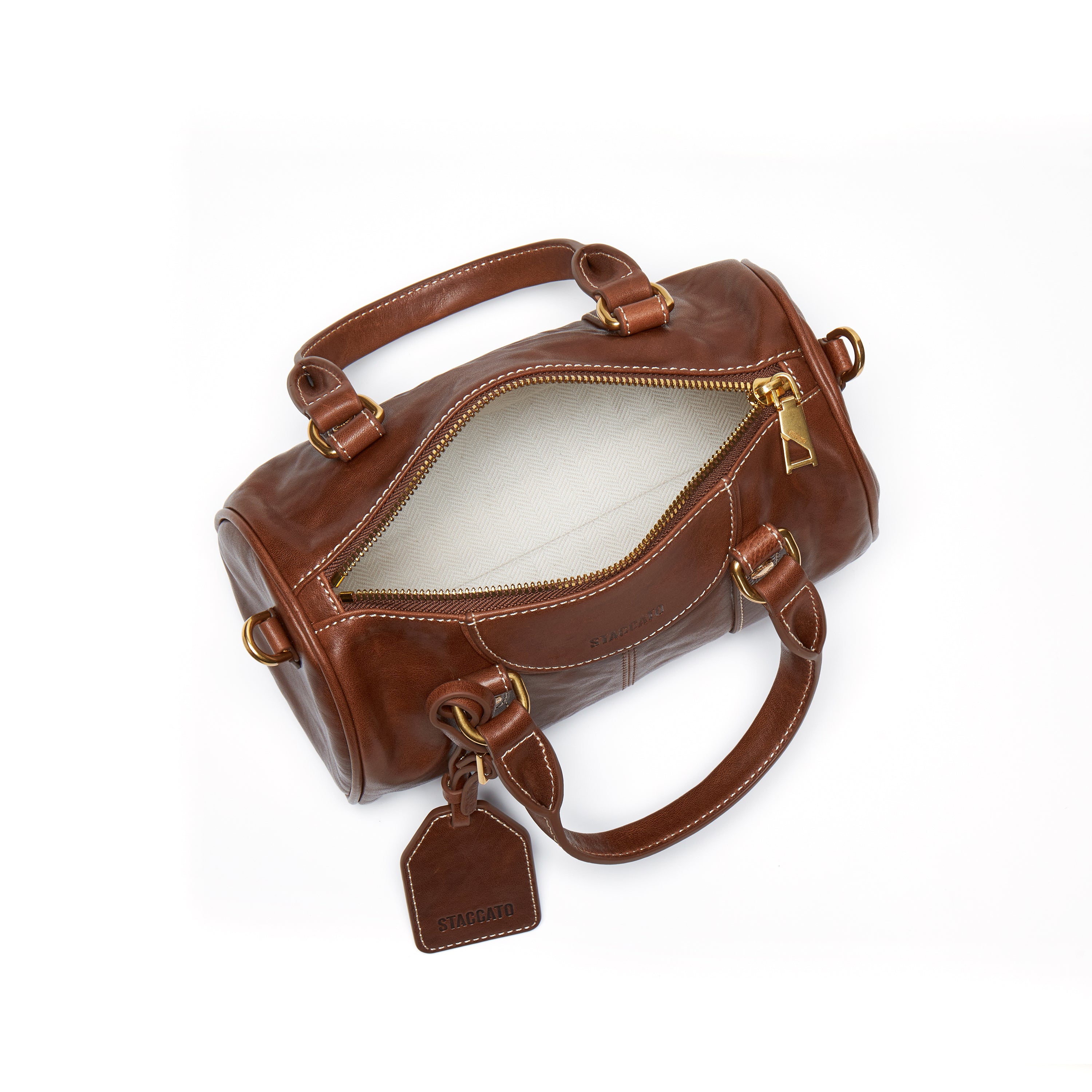 Vintage Leather Mini Boston Bag