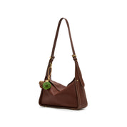 Small Tassel Charm Leather Hobo Shoulder Bag