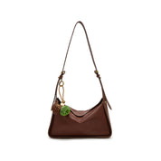 Small Tassel Charm Leather Hobo Shoulder Bag