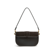 Dark Brown Suede Braided Tassel Flap Saddle Bag