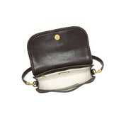Dark Brown Suede Braided Tassel Flap Saddle Bag