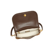 Brown Suede Braided Tassel Flap Saddle Bag