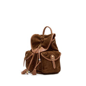 Suede Drawstring Tassel Pocket Backpack