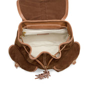 Suede Drawstring Tassel Pocket Backpack
