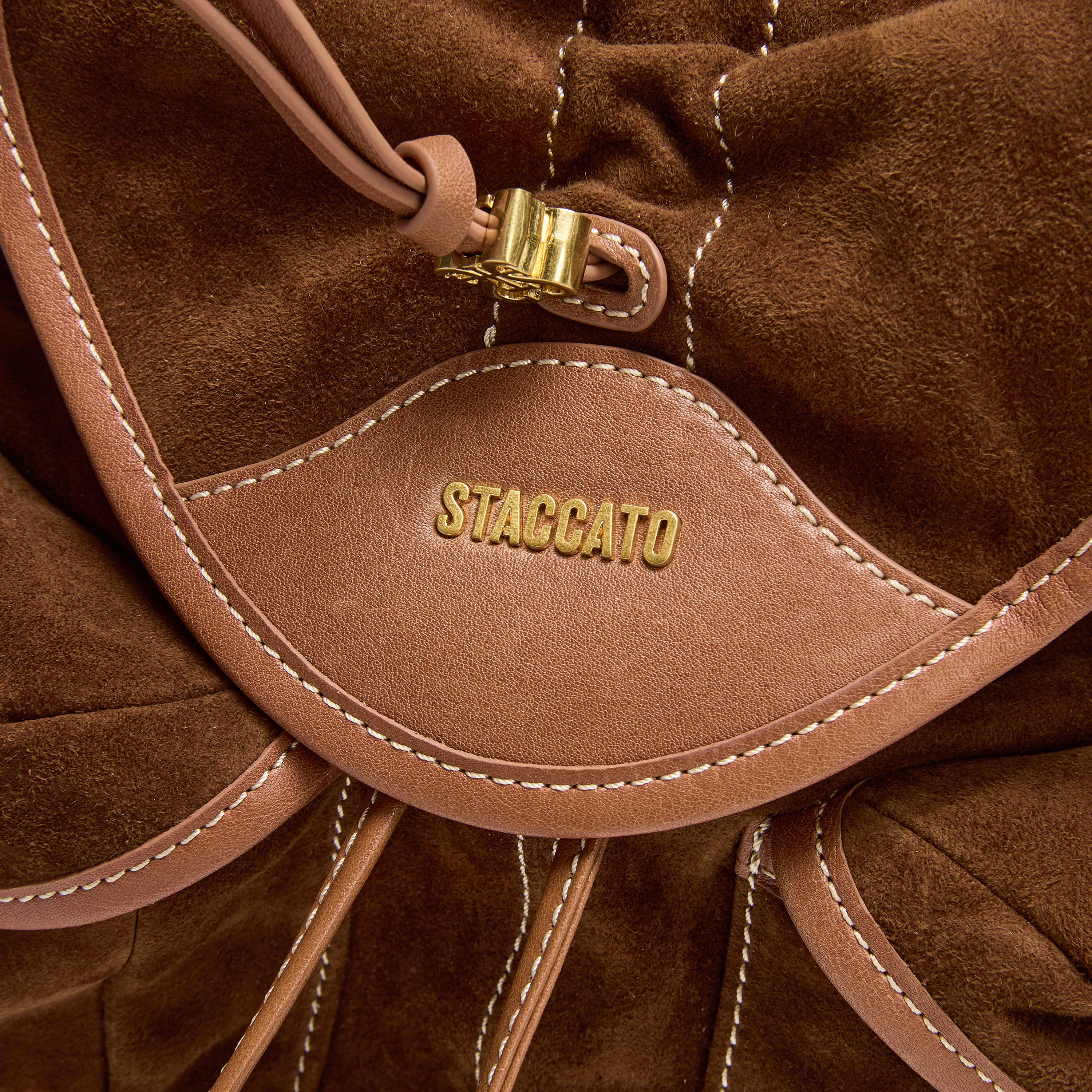 Suede Drawstring Tassel Pocket Backpack