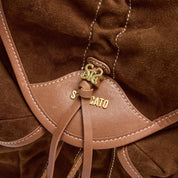 Suede Drawstring Tassel Pocket Backpack