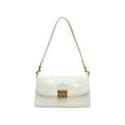 Beige Quilted Leather Flap Shoulder Bag