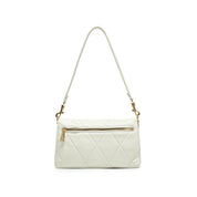 Beige Quilted Leather Flap Shoulder Bag